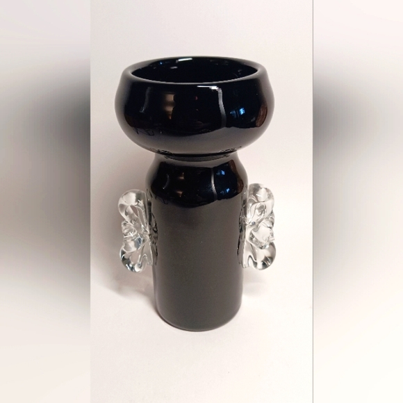 Vintage Glass Vase 70s Black Space Age Mid Century Retro Seventies Shabby Chic - Picture 1 of 6